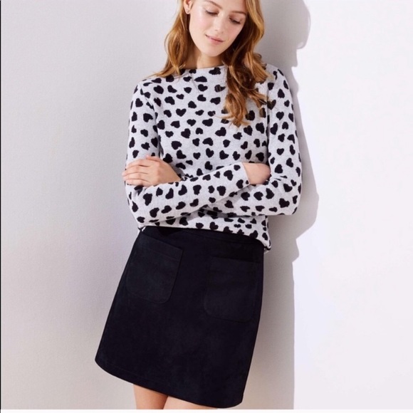 Loft Heart Print Mock Neck Sweater Size XS Petite - Picture 2 of 5